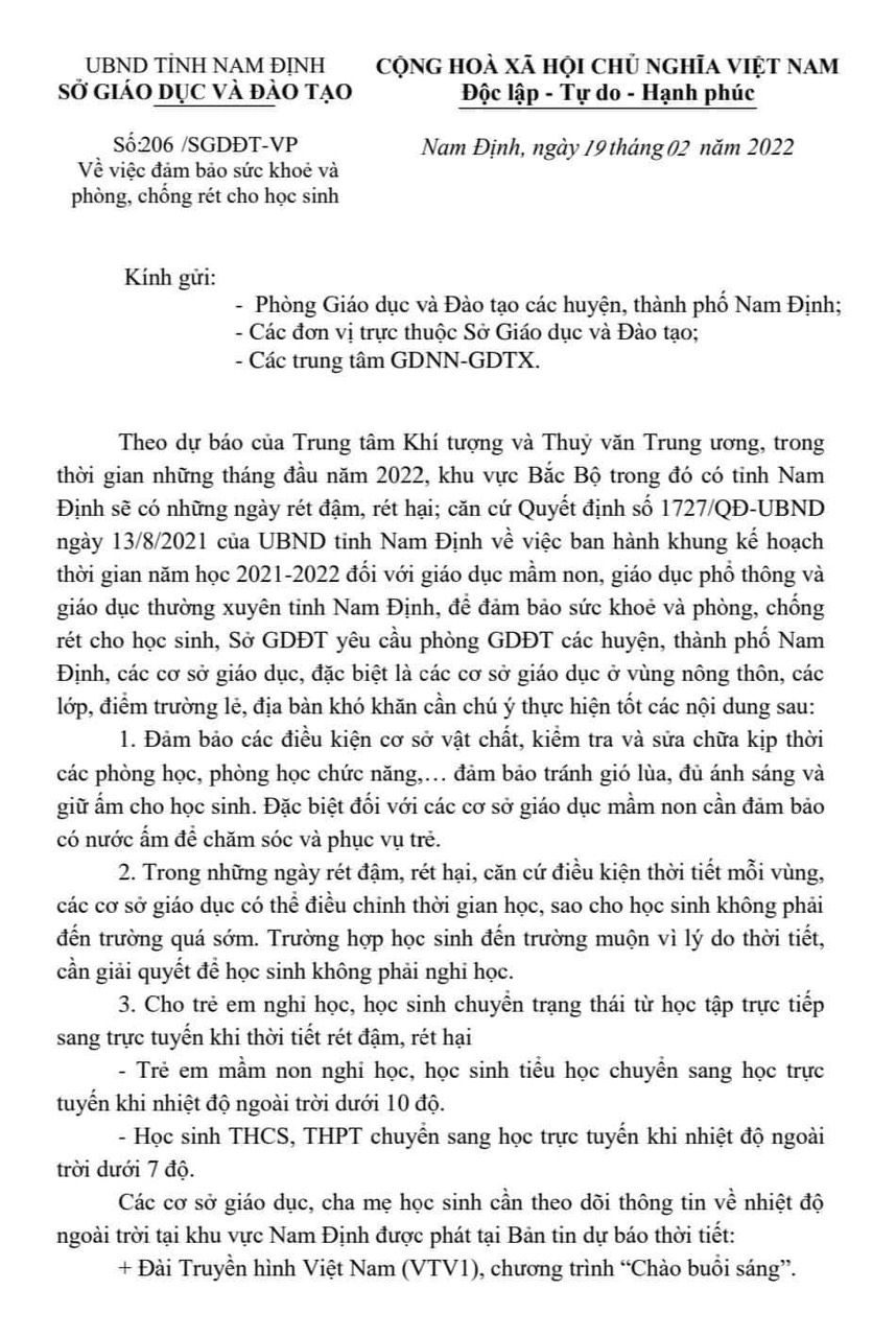 Tiểu học Phạm Hồng Thái nghiêm túc triển khai các nội dung chỉ đạo của các cấp về việc đảm bảo sức khỏe và phòng, chống rét cho học sinh